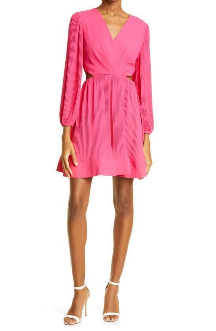 Milly Winnie cutout pleated dress- pink size 8